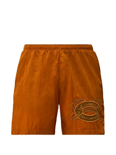 C.P. Company Eco-Chrome R logo-patch swim shorts Orange 20CMBW262A006369G436