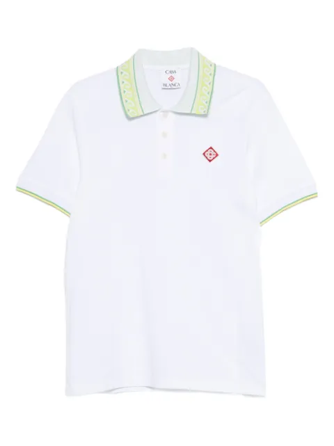Casablanca Laurel trim-collar polo shirt White MSP26JTP25001
