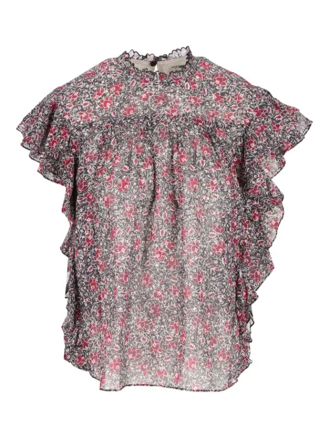 MARANT ÉTOILE ruffled floral-print top Black HT0816FCD1J14E86CY