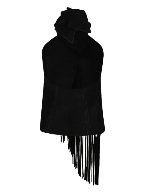 Johanna Ortiz Sonora fringed halterneck top Black PT03168