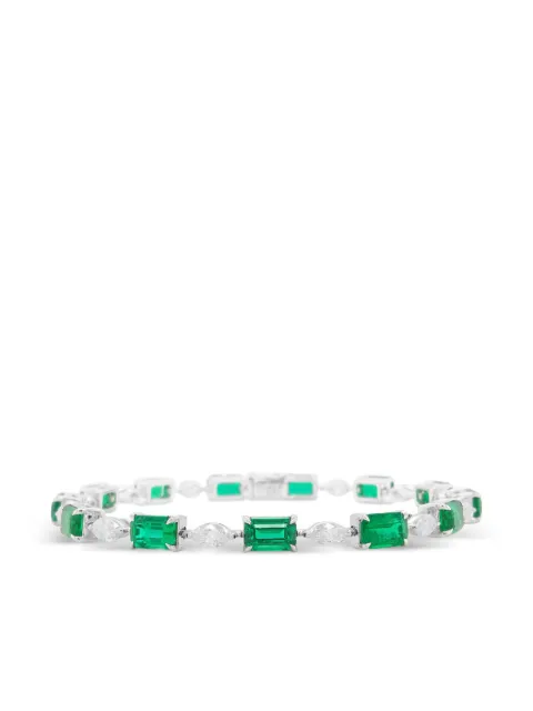 HYT Jewelry emerald and diamond tennis bracelet Silver B58HR