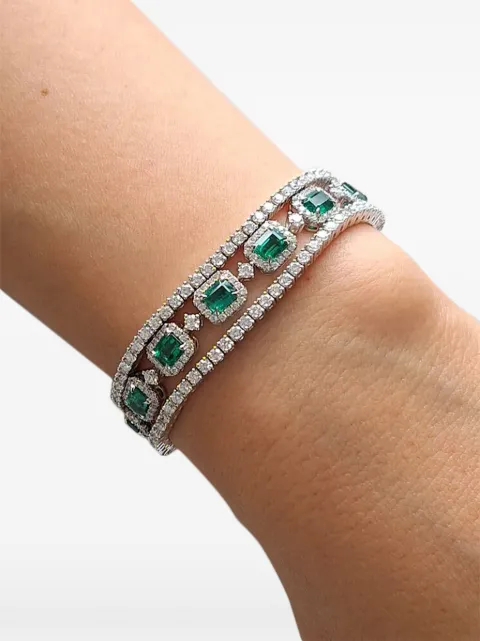 HYT Jewelry emerald and diamond tennis bracelet Silver B80HR