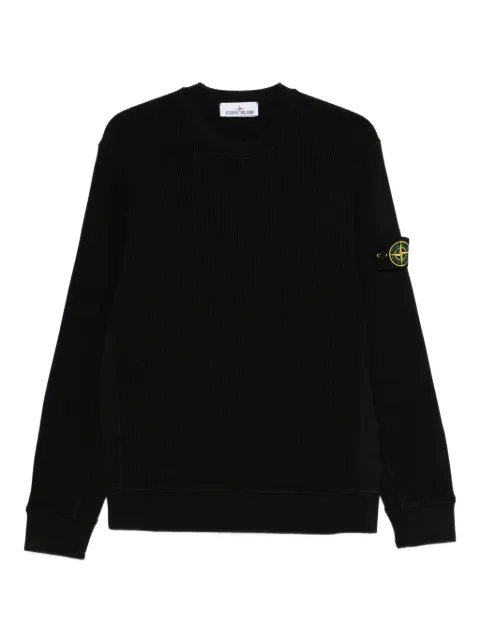 Stone Island 6100056 organic cotton waffle fleece regular-fit crewneck sweatshirt Black L1S156100056S0044