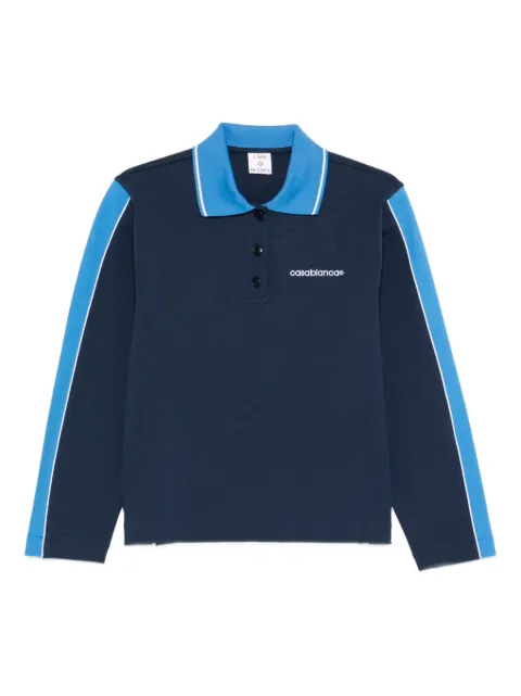 Casablanca long-sleeve stripe polo shirt Blue WSP26JTP46201