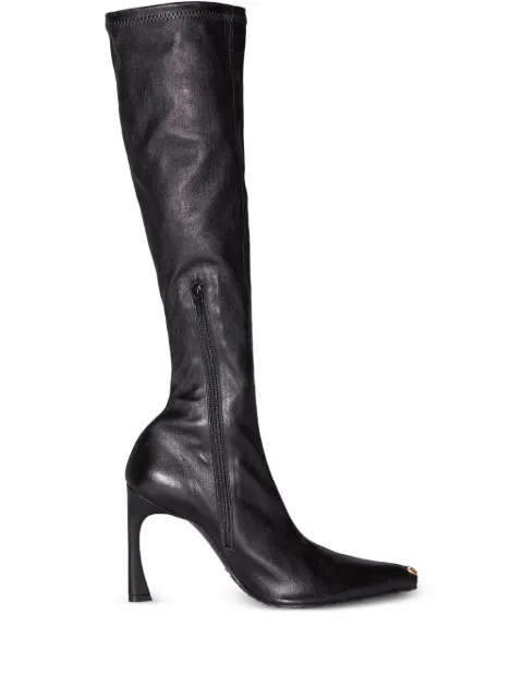 Marine Serre knee high heeled boots Black WBO002ACLEA0005BK99