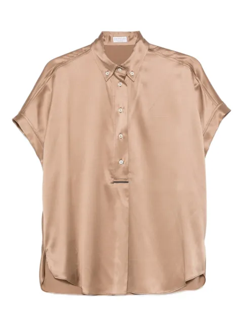 Brunello Cucinelli buttoned silk top Neutrals M0C59RA915C9237