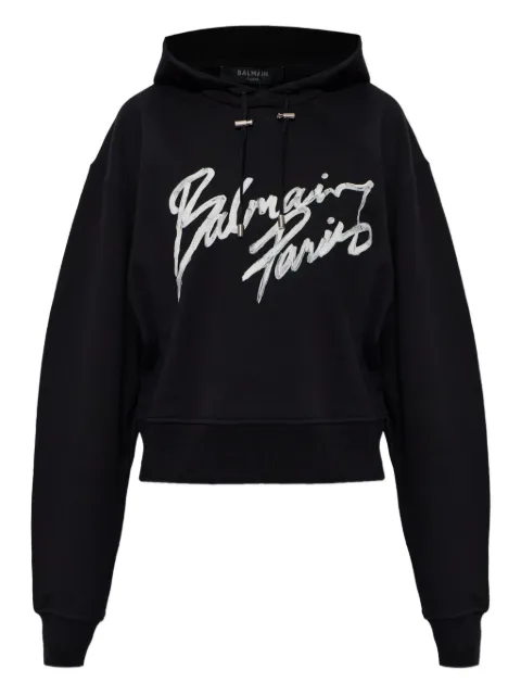 Balmain script-graphic hoodie Black GF1JR030BD41