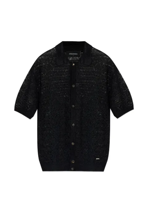 DSQUARED2 button-up open-knit shirt Black S74HA1631D13204