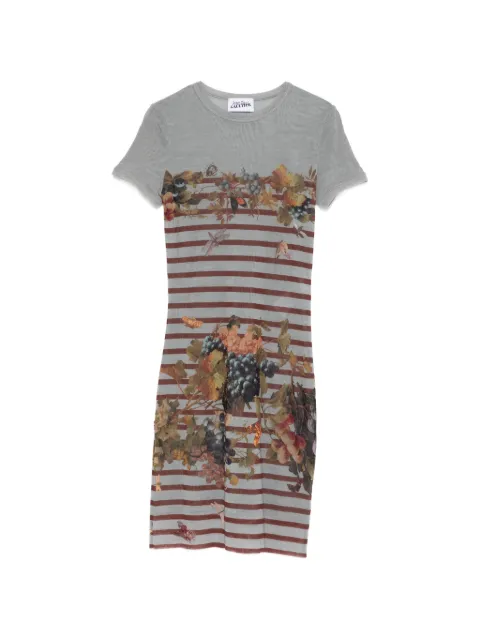 Jean Paul Gaultier striped-floral print mini dress Grey DR114M014P