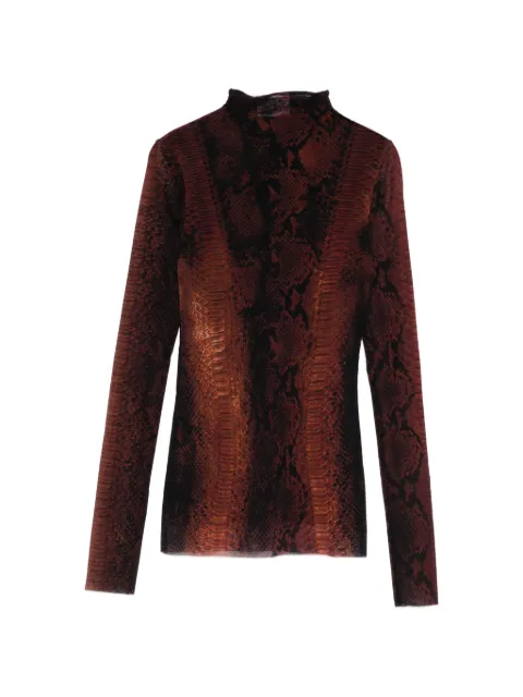 Jean Paul Gaultier snakeskin high-neck T-shirt Brown WTO412M012P