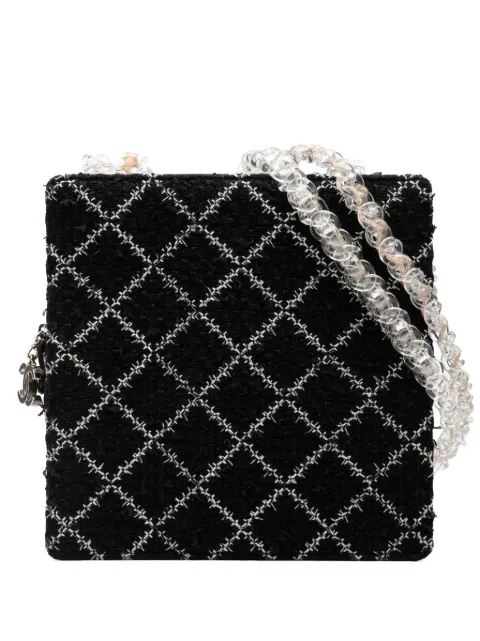 CHANEL Pre-Owned 2016-2017 Tweed and Resin Zipped Chain Shopping Bag crossbody bag Black 5FQB762Z8TQVYPG6