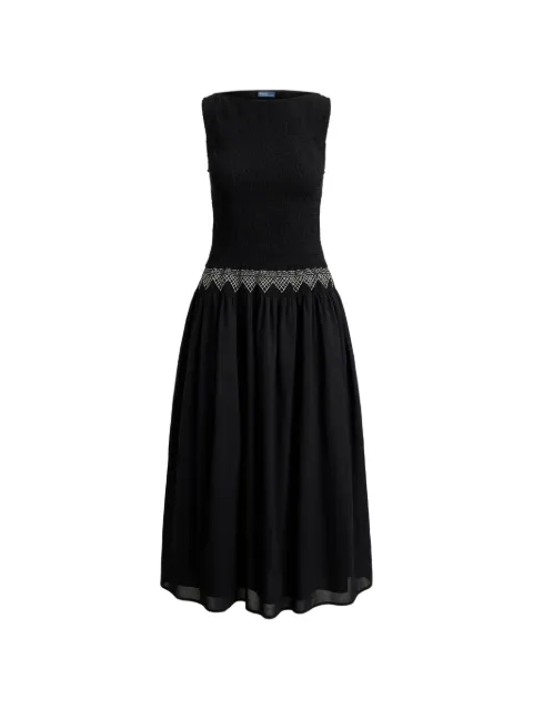 Polo Ralph Lauren shirred-trim midi dress Black 211A12927001