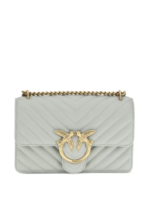 PINKO Love chevron bird-ring leather shoulder bag Grey 100074A0GK