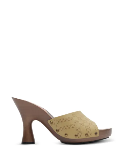 Burberry check stud leather potter mules Neutrals 8119250