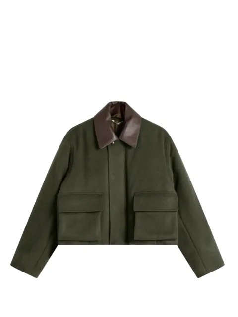 Auralee leather-collar jacket Green A25AB06BF