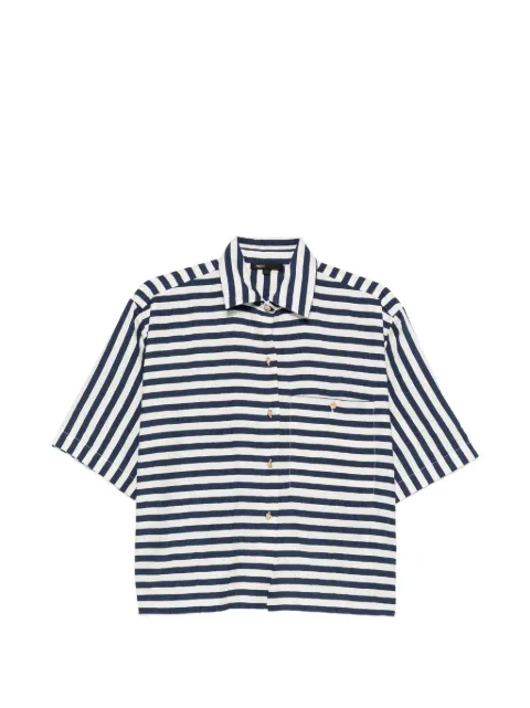 Maje cropped linen-blend shirt Blue MFPCM00757