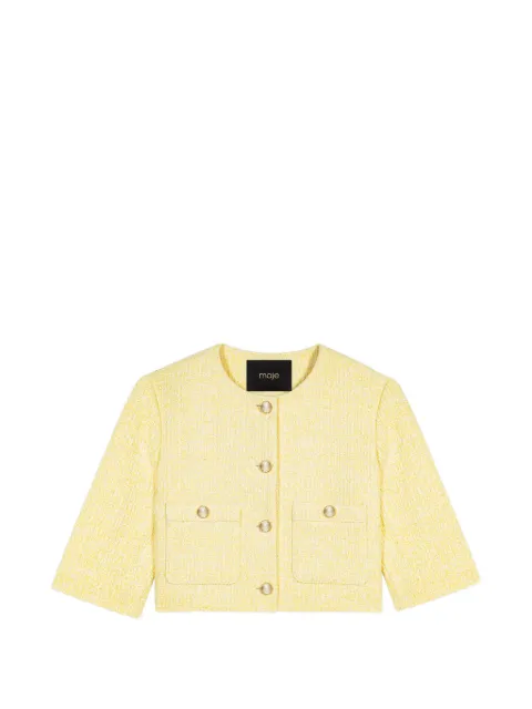 Maje short-sleeved tweed jacket Yellow MFPVE00798