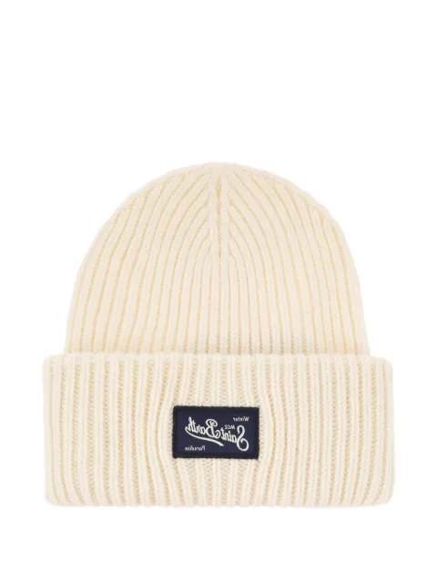 MC2 Saint Barth Berry logo-patch beanie hat White BRR0003