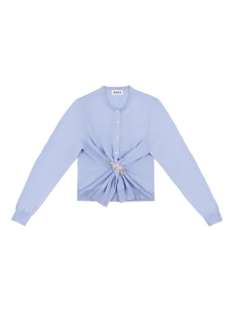 AREA crystal-knot cardigan Blue RS26AWKN0031YA01