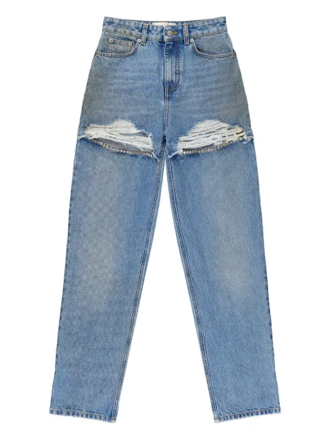 AREA fray-detail cotton trousers Blue RS26AWPA0101DE01