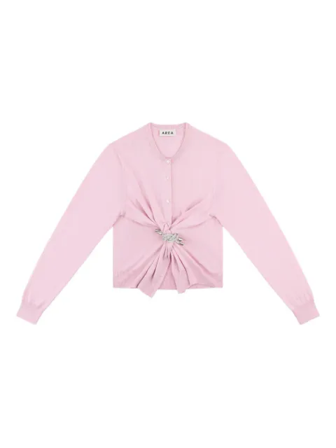 AREA crystal-knot cardigan Pink RS26AWKN0031YA01