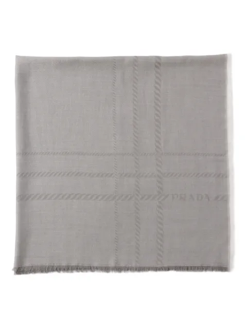 Prada jacquard fringed scarf Grey 2FS1422HFC