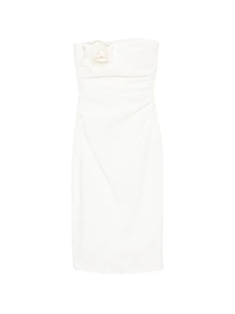 Bernadette Vera flower-brooch strapless midi dress White HS26RTWMDRESSVERA