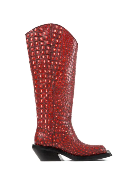 CamperLab quetal embossed square toe boots Red A700027005