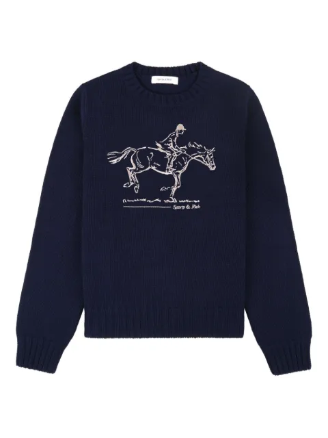 Sporty & Rich equestrian-embroidered crew-neck sweater Blue WS06565245BL106