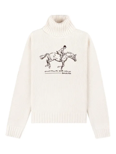 Sporty & Rich turtleneck equestrian-embroidered sweater White WS07265245WH37