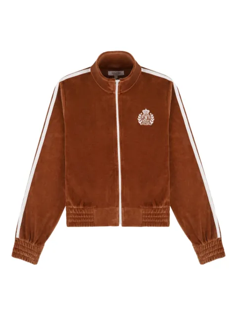Sporty & Rich NY Crest Elio stripe logo-embroidered sweatshirt Brown JA06765243BR11