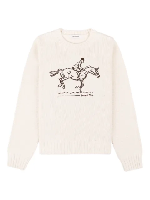 Sporty & Rich equestrian graphic crew-neck sweater Neutrals WS06565245WH37