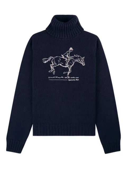Sporty & Rich illustration turtleneck sweater Blue WS07265245BL106
