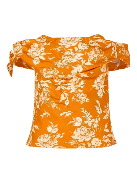 Rosie Assoulin Can't Bare It off-shoulder printed top Orange R251T13WV077800