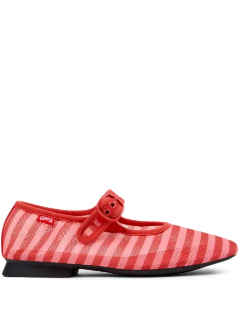 Camper Casi Myra striped buckle-strap ballet flats Red K201628010