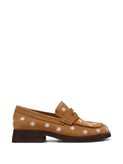 Camper Dana floral-embroidered leather loafers Neutrals K201937001