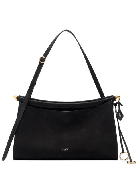Alaïa 35 Le Click Pocket nubuck shoulder bag Black AA1L2038CA214