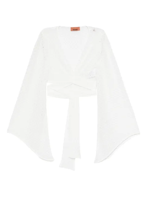 Missoni wrap top in lamé viscose with raschel workmanship White MC26SK01BR014R