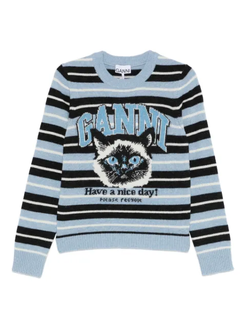 GANNI striped top Blue A1070266