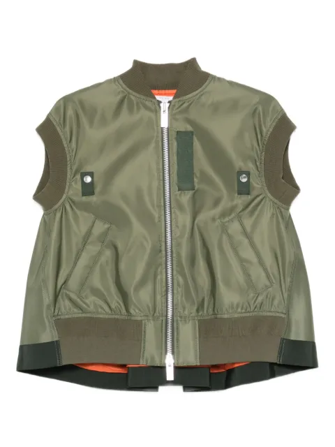 sacai zip-up sleeveless gilet Green SCW303