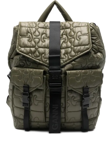 GANNI quilted Re-Tech backpack Green B2080004