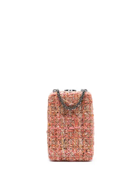 CHANEL Pre-Owned 2016-2017 CC Tweed Chain Vertical Box crossbody bag Pink K6AZ23F5NZJG74EE