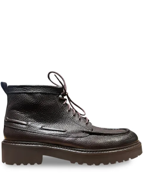 CALCE lug-sole lace-up ankle boots Brown X1714MARRN