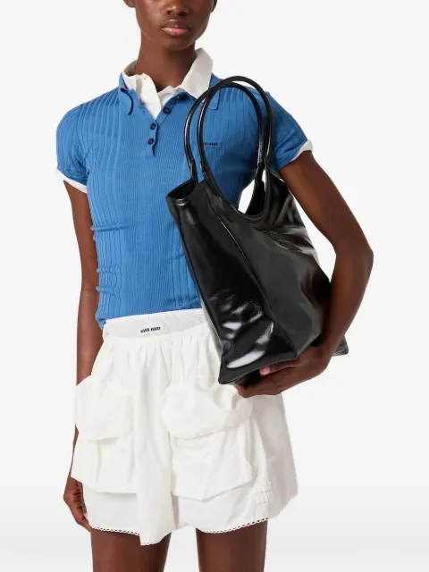Miu Miu logo-plaque polo top Blue MML02BSOOO18TW