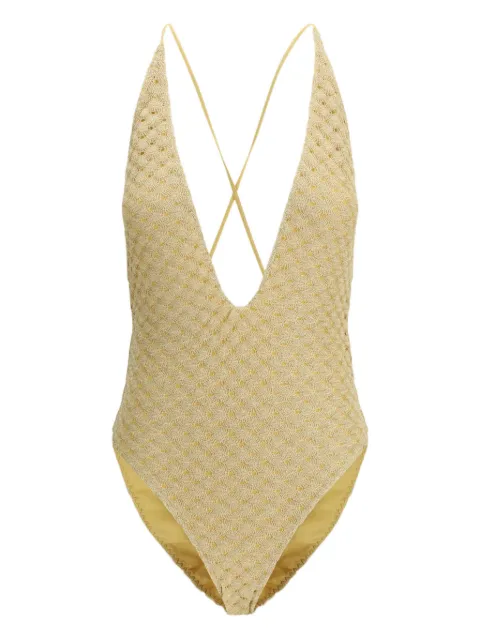 Missoni V-neck criss cross swimsuit Neutrals MC22SP03BR014R
