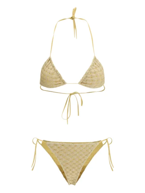 Missoni triangle bikini in lamé viscose with raschel workmanship Gold MC22SP00BR014R