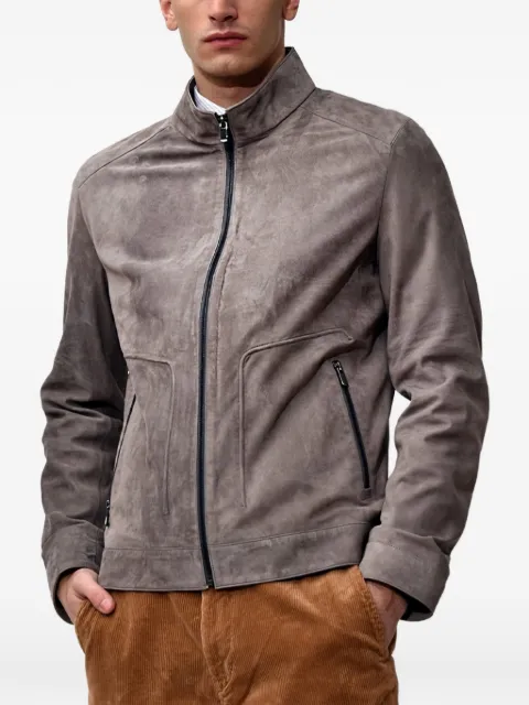 Poche Paris zip-up suede jacket Grey MW957ANTRACIT