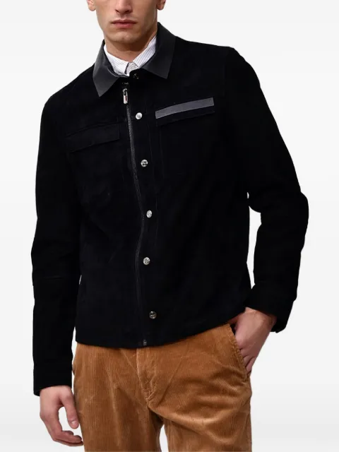 Poche Paris contrasting-collar jacket Black MW1123BLUE