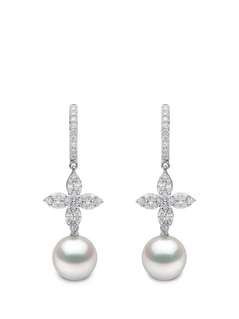 Yoko London Glitz South Sea pearl and diamond drop earrings Silver CS1002E7W