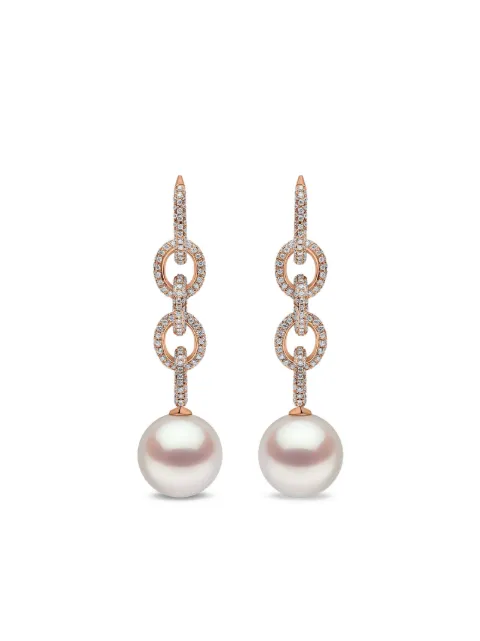 Yoko London South Sea Pearl and diamond drop earrings. Pink EH0004901